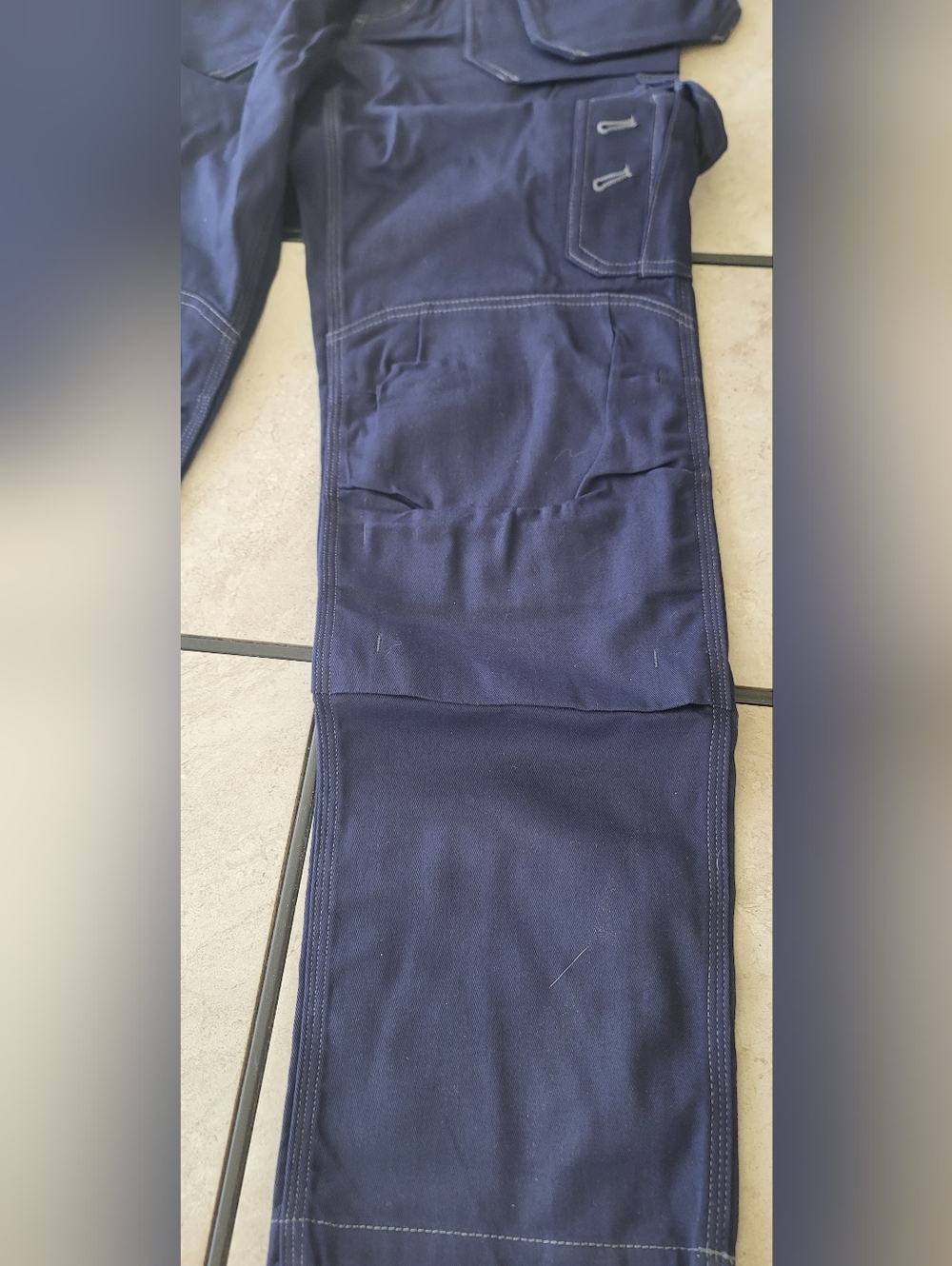 Men's Navy Cargo Work Pants with Multiple Tool Pockets - Picture 5 of 5